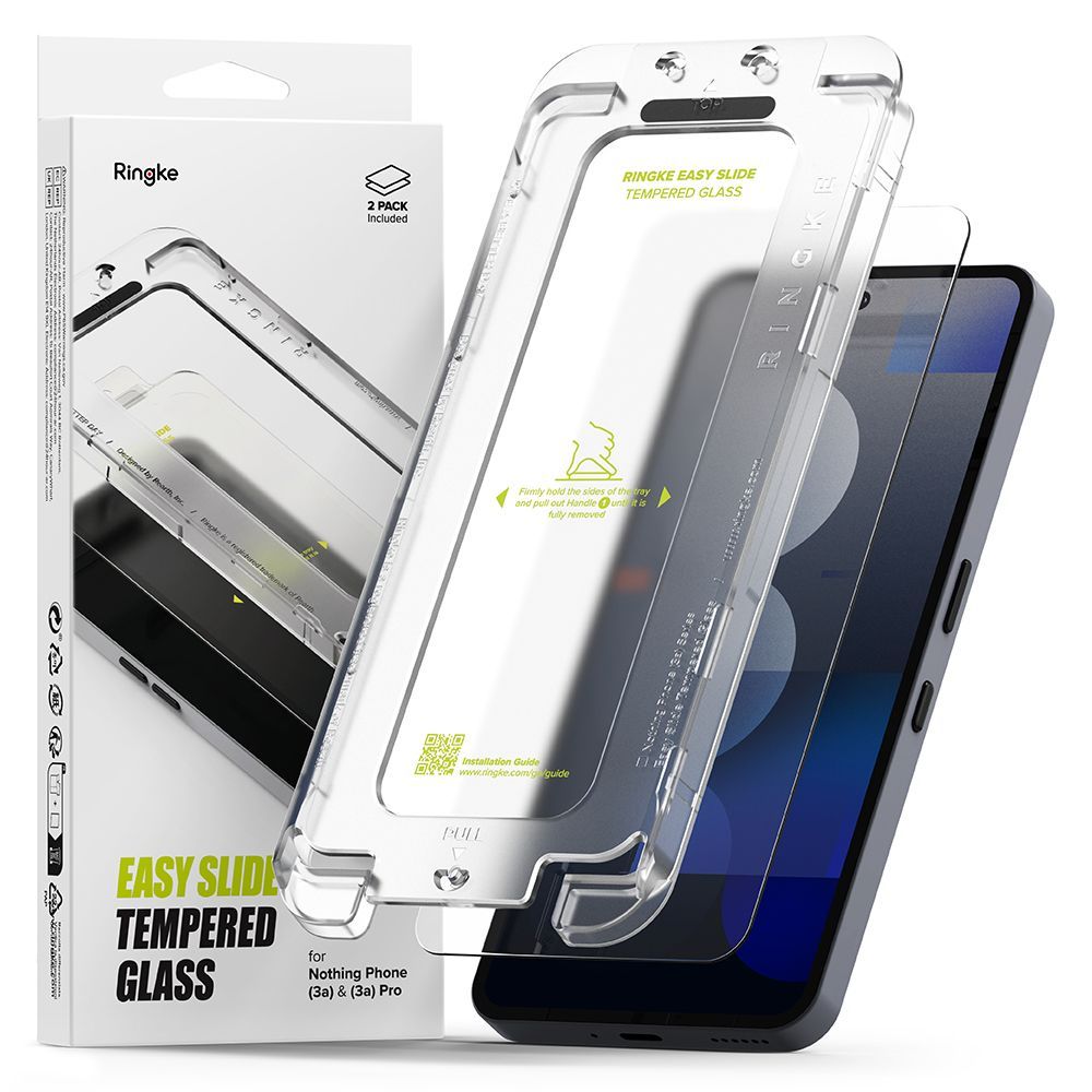 Szkło hartowane na ekran z aplikatorem Ringke Easy Slide 2-Pack do Nothing Phone (3a) / (3a) Pro, 2 sztuki